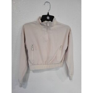 Violet Skye Beige Quarter Zip Cropped Jacket Girls Size S Workout #4